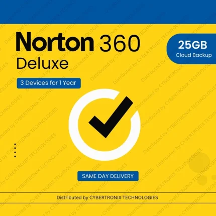 Norton 360 Deluxe | 3 Devices for 1 Year | 25GB Cloud Backup | PC / Mac® / Phones / Tablets| Digital License | SAME DAY DELIVERY
